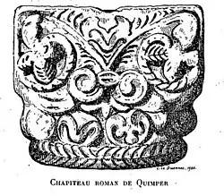 Dessin d'un chapiteau corinthien roman.