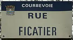 Plaque de la rue Ficatier, à Courbevoie