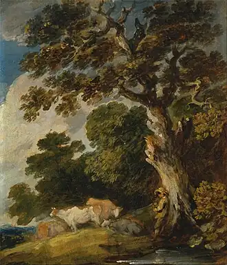 Un paysage boisé avec des bovins et berger, New Haven, Centre d'art britannique de Yale.