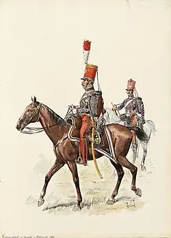Lieutenant-Colonel et trompette du 2e régiment de hussards vers 1820.