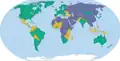 Évaluations politiques des pays selon l'étude Freedom in the World de Freedom House, en 2016 : Libre Semi-libre Non libre