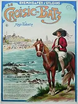 Affiche publicitaire de la Compagnie du chemin de fer de Paris à Orléans, réalisée vers 1900 par Gustave Fraipont (musée de Bretagne)[5]