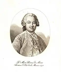 François-Marie Peyrenc de Moras, secrétaire d'Etat à la Marine ( gravure de Louis-Simon Lempereur d'après le portrait de Jean Valade (1710-1787)