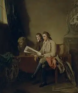 Portrait of a Man and a Boy Looking at Prints, huile sur toile, 1765-1770, YCBA.