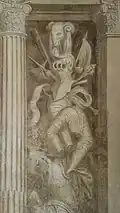 Paolo Farinati, Panoplie, environ 1590, fresque restaurée en 2016.