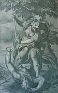 Paolo Farinati, La Vertu (ou Minerve) en train de tuer le Vice, environ 1590, fresque restaurée en 2016.