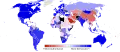 Carte du monde présentant les données du rapport Polity pour l'année 2011. Une couleur bleue indique une démocratie.