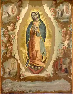 Juan de Sáenz, La Vierge de Guadalupe et les quatre apparitions&nbsp;(es).