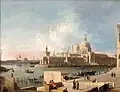 Vue de l'église de la Salute depuis l'entrée du Grand Canal, par Canaletto vers 1727.