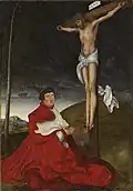 Albert de Brandebourg priant au pied de la Croix, par Lucas Cranach l’Ancien