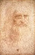 Autoportrait présumé de Léonard, dessin, Bibliothèque royale de Turin.
