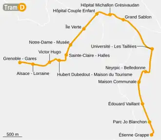 Voir la carte de la ligne.