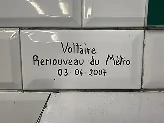 Carreau en souvenir de l'opération « Renouveau du métro ».
