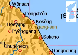 Carte de localisation du Kumgangsan.