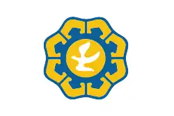 A white flag with a central symbol with eight points.