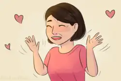 Dessin d'une femme qui bat des mains et apprécie le faire.