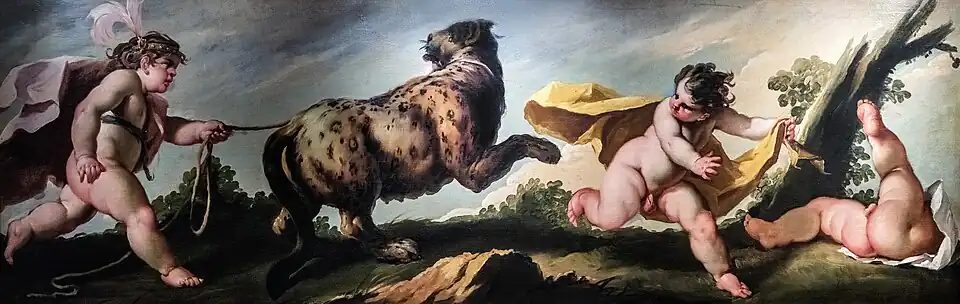 Putti jouant avec un léopard Ca' Rezzonico, Venise.