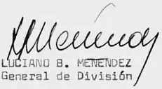signature de Luciano Benjamín Menéndez