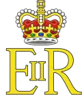 Monogramme de la reine Élisabeth II, surmonté de la couronne de saint Édouard.