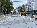 Chantier du prolongement du sur boulevard Gouvion-Saint-Cyr avec au second plan un bus PC.