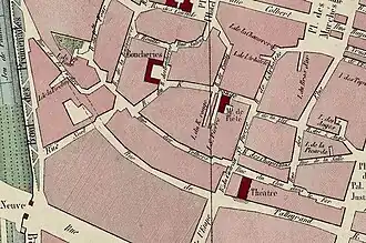 Les boucheries sur le plan Héteau, 1844.