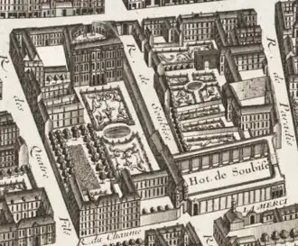 L'hôtel de Soubise et l'hôtel de Rohan sur le plan de Turgot (1737).
