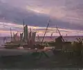 Caspar David Friedrich: Bateaux dans le port le soir, 1816/18