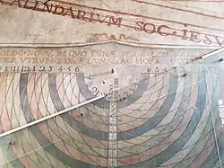 Horloge solaire du lycée Stendhal de Grenoble, table luni-solaire.