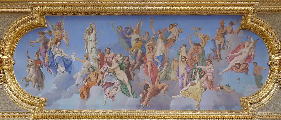 L'Assemblée des Dieux au plafond de la salle.