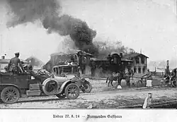 Troupes allemandes près d'Usdau (Uzdowo), 27 août 1914.