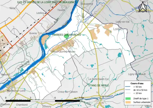 Carte des ZNIEFF de type 1 localisées dans la commune[Note 3].
