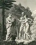 Hommage à leurs Majestés Impériales et Royales. Hercule et Hébé confiant à Cybèlle le premier fruit de leur Union.