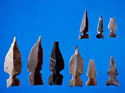 Petites pointes de flèches de type el Khiam provenant du site de Gesher (Israël), PPNA.