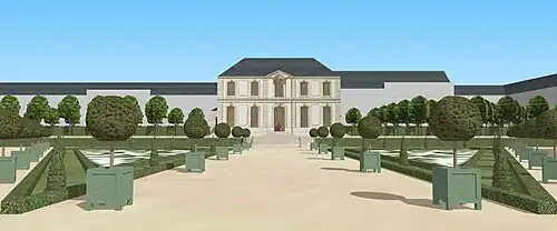 Vue de l'Hôtel Crozat de face, depuis le bout du parterre, vers 1710.