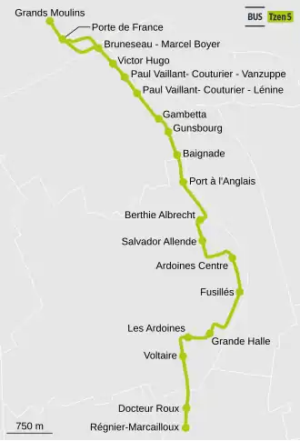 Voir la carte de la ligne.