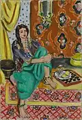Odalisque assise, genou gauche replié, fond ornamental et damier, 1928 – Musée d'Art de Baltimore, Baltimore.