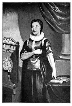 tableau en noir et blanc d'une aristocrate du XVIIe siècle.