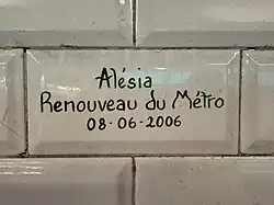 Carreau en souvenir de l'opération « Renouveau du métro ».