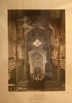 L'intérieur de la synagogue en 1880. Photographie d'Ivan Standl.