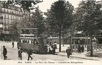 L'entrée de la station avant 1914, du temps des tramways à impériale.