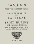 Factum pour prouver l'indépendance et la neutralité de la Terre de Saint-Hubert, publié en 1721.