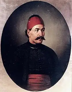 gravure ancienne : portrait d'un homme moustachu