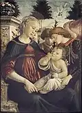 Vierge à l'Enfant avec deux anges, par Sandro Botticelli vers 1468-1469.