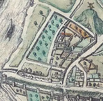 L'abbaye Saint-Victor, au sud-est et au-delà de la porte Saint-Victor.