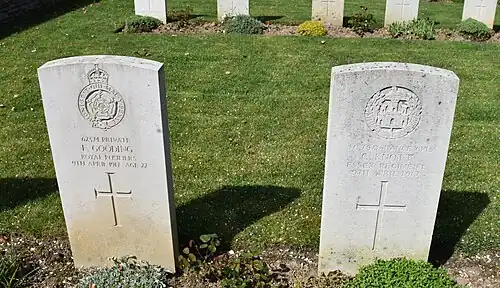 Tombes de soldats britanniques tombés le 9 avril 1917, premier jour de la Bataille d'Arras.
