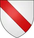 d'argent à la bande de gueules