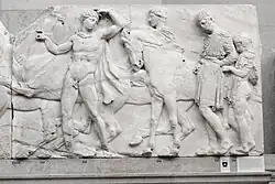 Parthénon. Frise Nord, plaque 47. Entre 442 et 438. Acropole. Marbre du Pentélique. Original