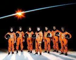 Charles Veach,Gregory Harbaugh, Donald McMonagle, Michael Coats, Blaine Hammond, Richard Hieb et Guion Bluford