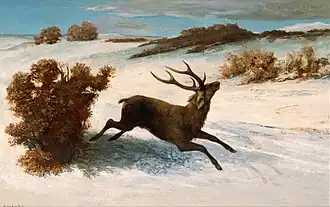 Cerf courant dans la neige, vers 1856-1857 – Musée Artizon, Tokyo.