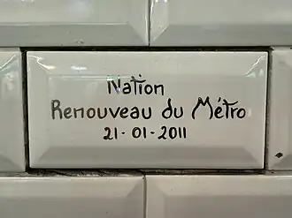 Carreau en souvenir de l'opération « Renouveau du métro ».